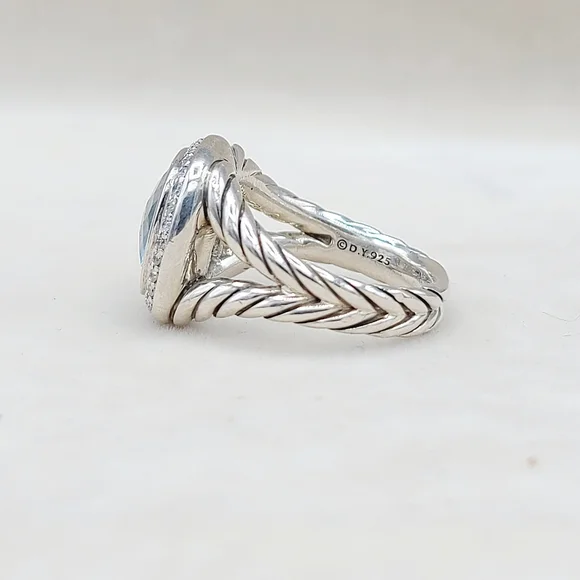 David Yurman Albion Ring With Blue Topaz And Diamonds - Picture 5 of 13
